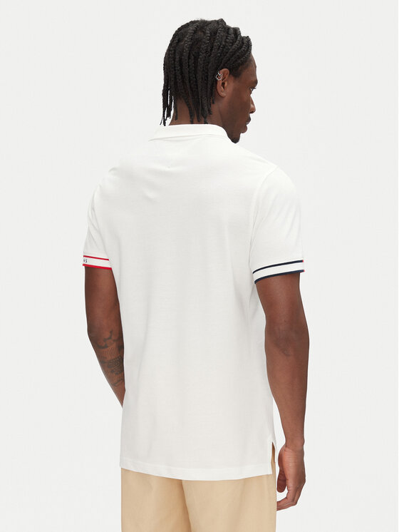 Tommy Jeans Tommy Jeans Polo Flag Cuff DM0DM21306 Écru Slim Fit