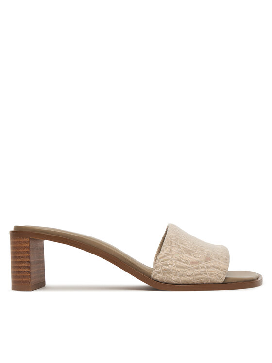 Calvin Klein Natikače Calvin Klein Block Heel Sandal Aop HW0HW03016 Bež