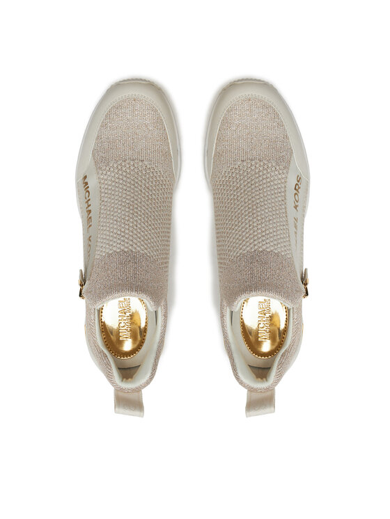 MICHAEL Michael Kors Снікерcи MICHAEL Michael Kors Wills Metallic Stretch Knit Trainer 43S3WIFS4D Бежевий