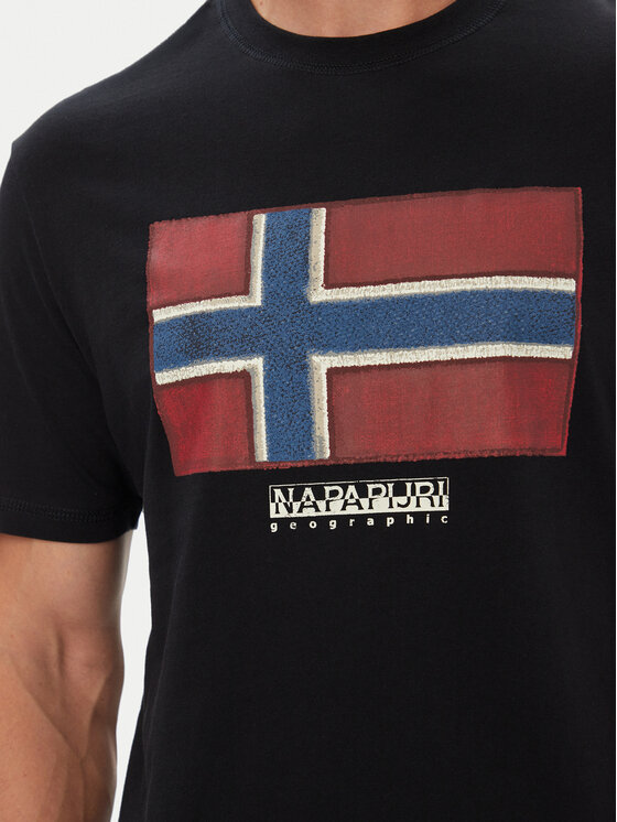 Napapijri Napapijri Camiseta S-Flag Tiki Ss NP0A8A6I9411 Negro Regular Fit