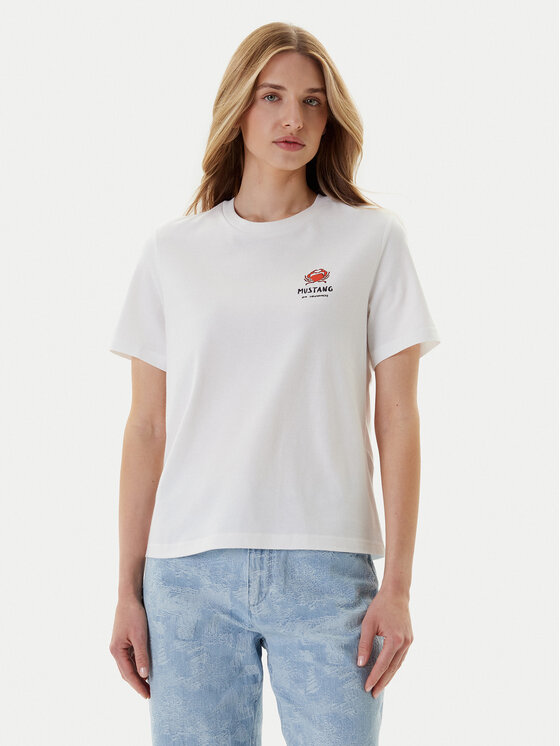 Mustang Mustang Футболка Monroe 1016513 Білий Relaxed Fit