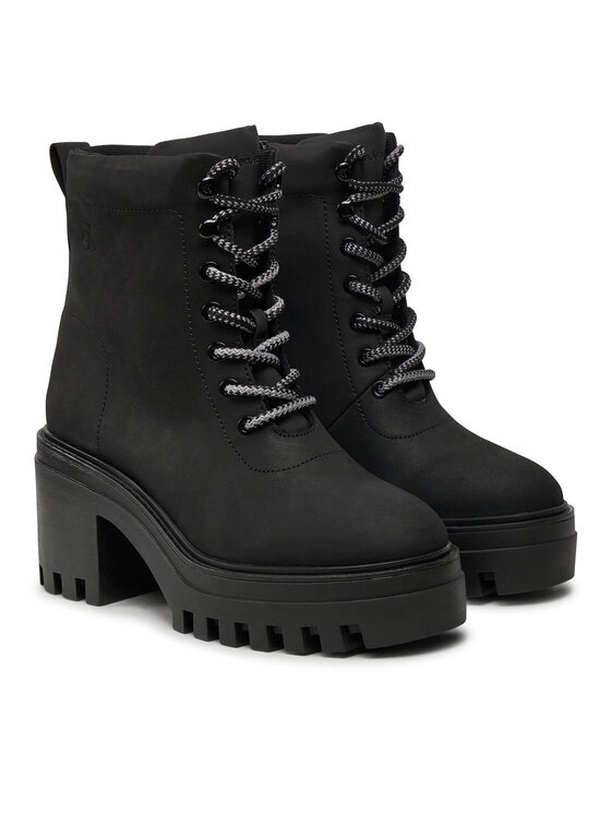 Calvin Klein Jeans Μποτίνια Calvin Klein Jeans Chunky Heeled Zip Boot Lth YW0YW01548 Μαύρο