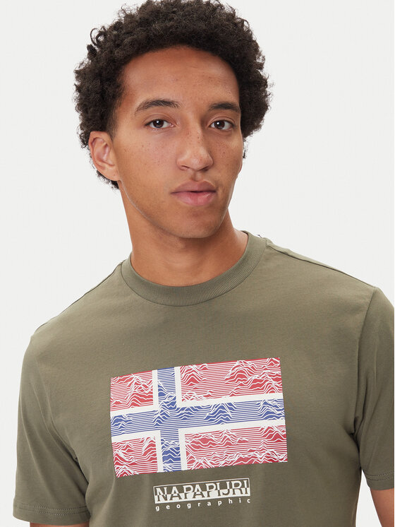 Napapijri Napapijri Camiseta S-Drapeau Ss NP0A891K Caqui Regular Fit