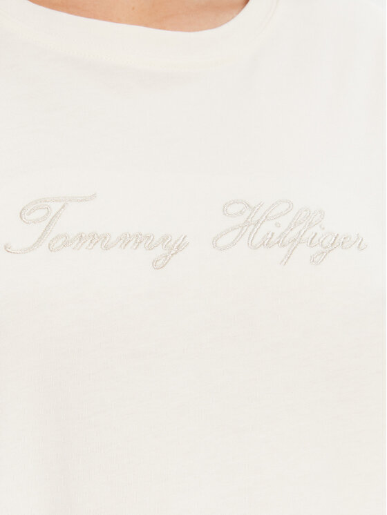 Tommy Hilfiger Tommy Hilfiger Marškinėliai Script WW0WW47210 Écru Regular Fit