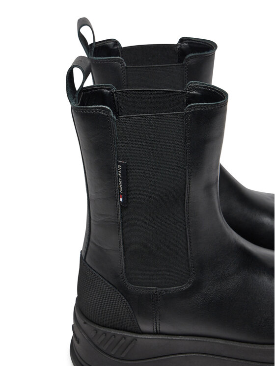 Tommy Jeans Kotníková obuv s elastickým prvkem Tommy Jeans Tjw Chelsea Flatform Boot EN0EN02597 Černá