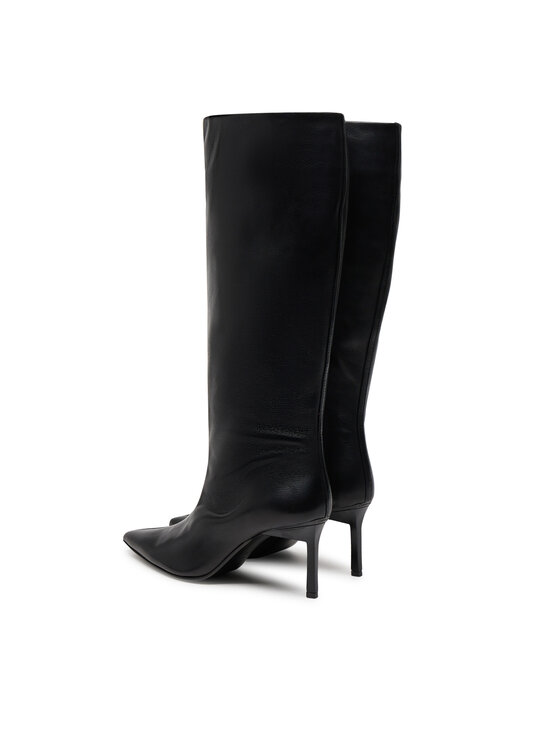 Calvin Klein Zābaki Calvin Klein Heel Knee Boot 70 Lth HW0HW02162 Melns