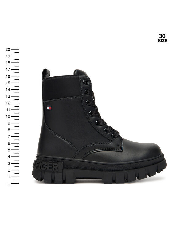 Tommy Hilfiger Trapper stila apavi Tommy Hilfiger Lace-Up Bootie T3A5-34046-1695 S Melns