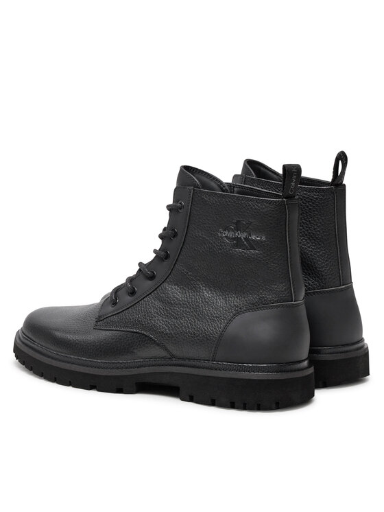 Calvin Klein Kozačky Calvin Klein Eva Mid Laceup Boot Lth YM0YM00751 Černá
