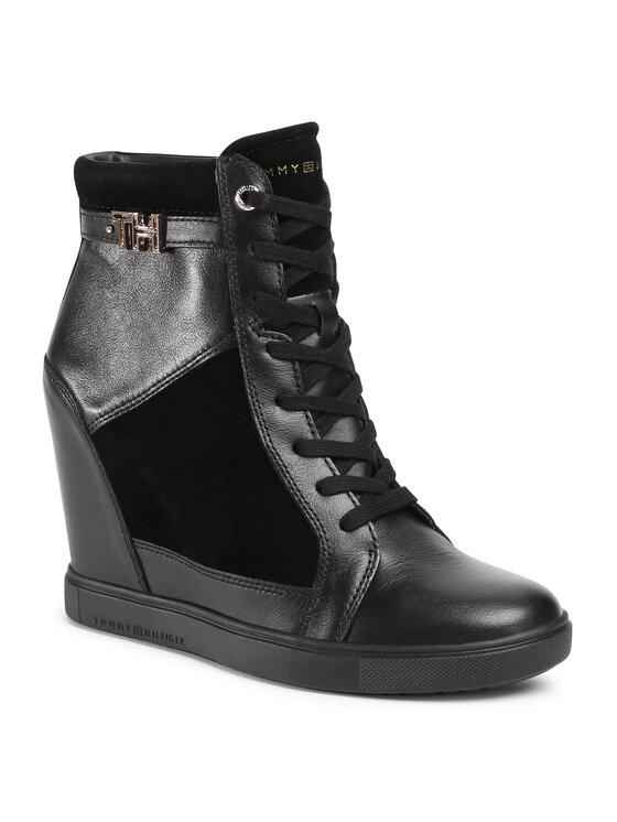 Tommy Hilfiger Sneakersy Tommy Hilfiger Hardware Sneaker Wedge FW0FW04303 Czarny
