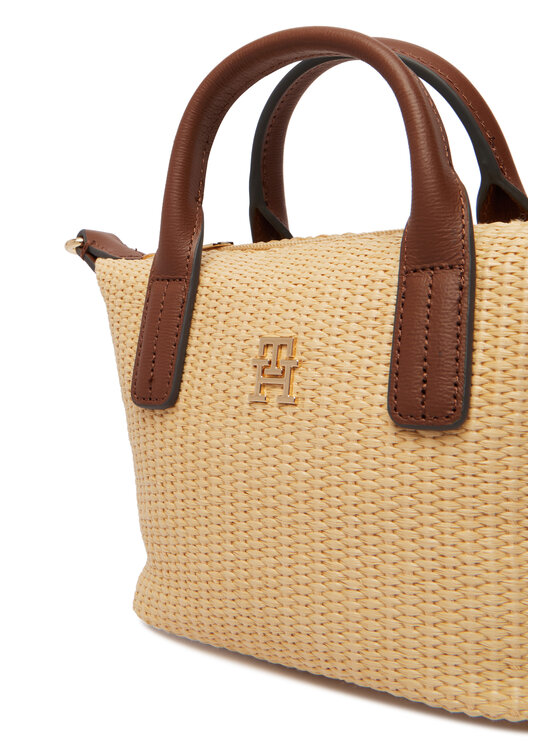 Tommy Hilfiger Bolso Tommy Hilfiger Popette Micro Tote Raffia AW0AW18526 Beis