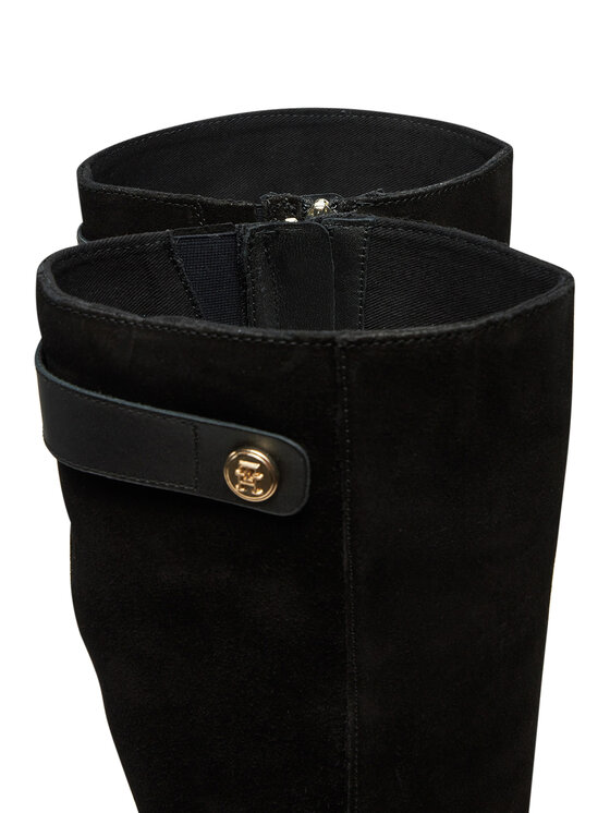 Tommy Hilfiger Csizma Tommy Hilfiger Th Stud Leather Mix Long Boot FW0FW08341 Fekete