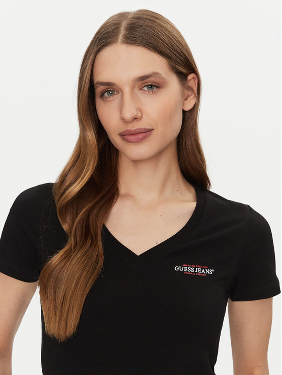 Guess Jeans Guess Jeans Футболка W4YI23 J1314 Чорний Slim Fit