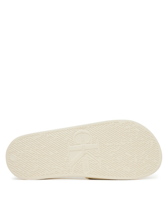 Calvin Klein Jeans Šlepetės per pirštą Calvin Klein Jeans Slide Monogram Wn Logo Ck YW0YW01967 Smėlio