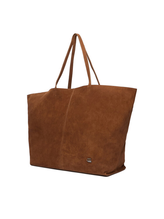 Torebka shopper pokazana pod kątem z przodu, uchwyty skierowane ku górze.