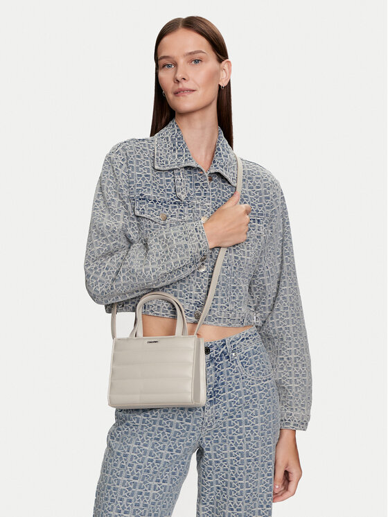 Kabelka Calvin Klein Line Quilt Mini Tote K60K612116 Šedá | Eobuv.cz