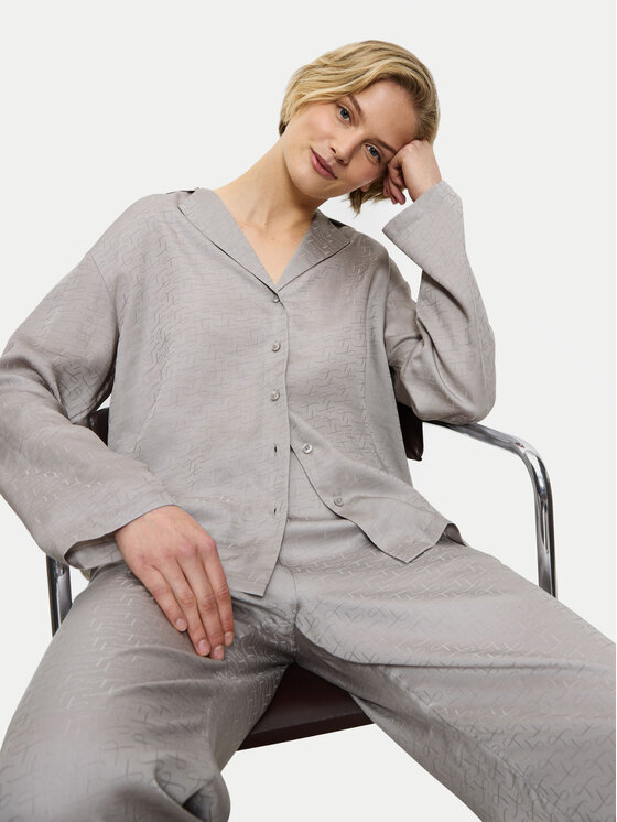 Triumph Triumph Pizsama felső Silky Sensuality 10221063 Szürke Relaxed Fit