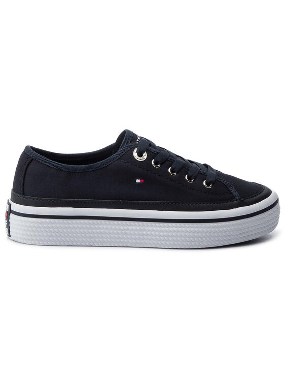 Tommy Hilfiger Tenis superge Tommy Hilfiger Corporate Flatform Sneaker FW0FW04259 Mornarsko modra