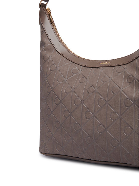 Calvin Klein Kabelka Calvin Klein Emblem Aop Sueded M Shoulder Bag LV04F3881G Béžová