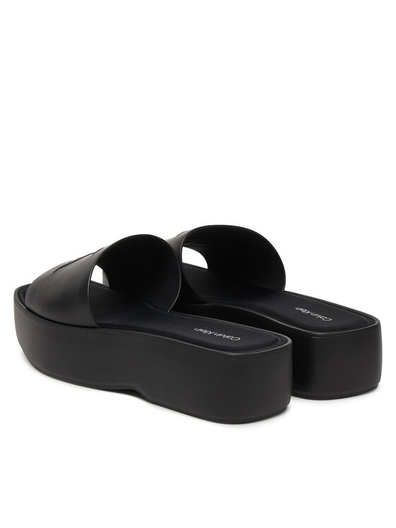 Calvin Klein Klapki Calvin Klein Flatf Sndl Lth Mg HW0HW03026 Czarny