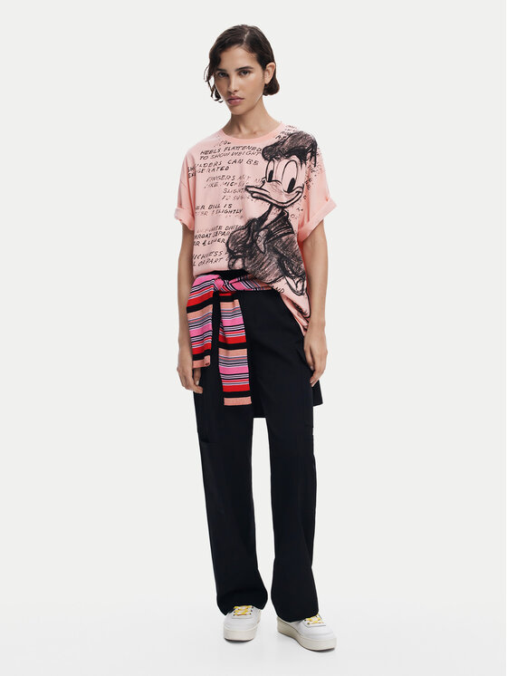 Desigual Desigual Póló Donald 25SWTKAH Rózsaszín Loose Fit