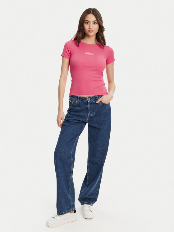 Guess Jeans Guess Jeans Футболка W5YP37 KA0H1 Рожевий Slim Fit