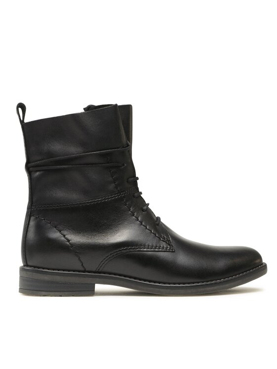 MARCO TOZZI Damen Stiefeletten zum Schnüren aus Leder Flach
