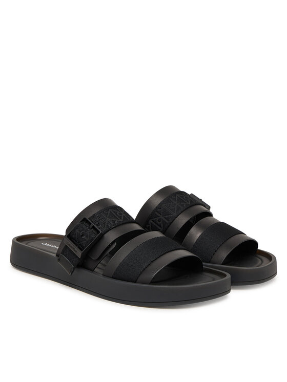 Calvin Klein Natikače Calvin Klein Ergon Buckle Sandal Wb Lth Aop HM0HM02096 Crna