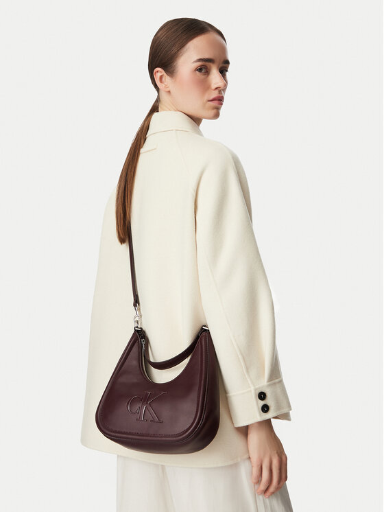 Calvin Klein Torebka Calvin Klein Bold Ck Small Crescent Bag LV04F3561G Bordowy