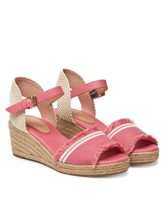 Tommy Hilfiger Espadrile Tommy Hilfiger Fringe Canvas Medium Wedge FW0FW08879 Roza