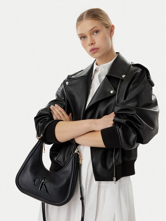 Calvin Klein Kabelka Calvin Klein Bold Ck Small Crescent LV04F3561G Čierna