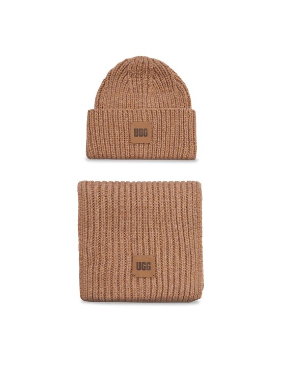 Ugg Set čiapka a šál Ugg W Chunky Rib Knit Set 20270 Hnedá