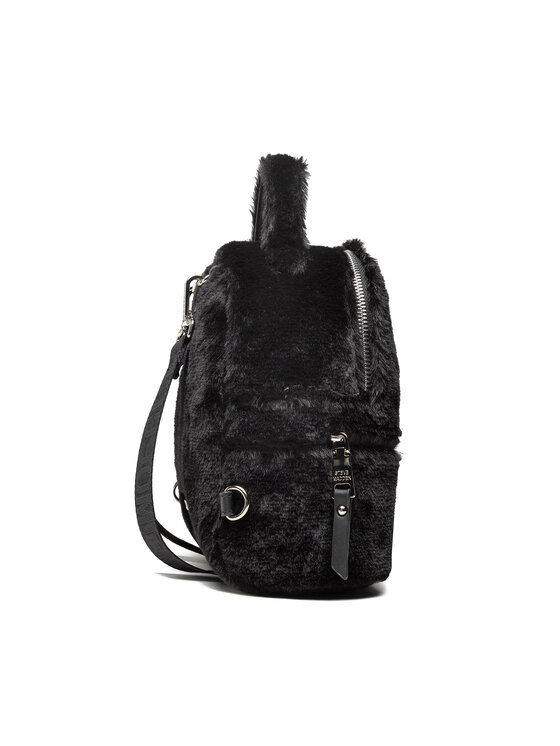 Steve Madden Bvesa faux fur backpack in black Steve Madden Faux Fur Exterior Backpack Bags & Handbags for  main image 2