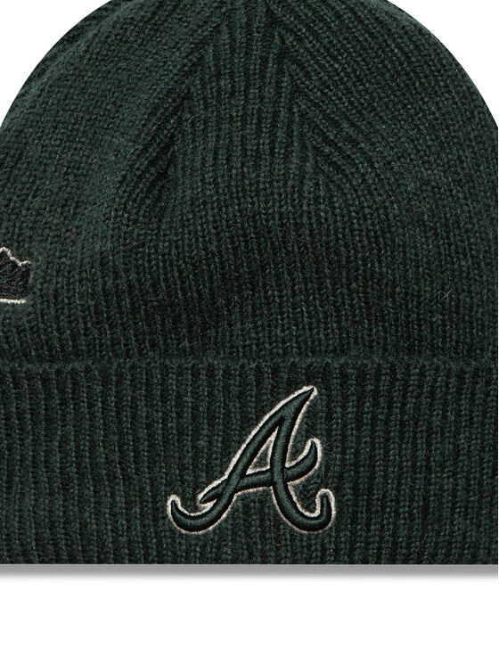 New Era Шапкa New Era Atlanta Braves World Series Patch Cuff Knit Beanie 60580730 Зелений