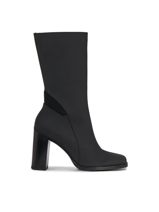 Calvin Klein Jeans Īsie zābaki Calvin Klein Jeans Heel Zip Boot Lth Wn YW0YW01113 Melns