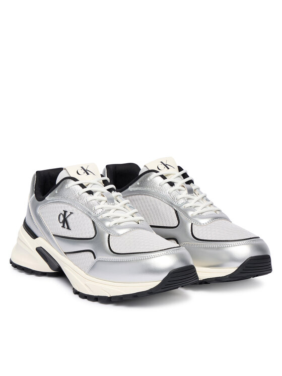 Calvin Klein Sneakersy Calvin Klein Hike Runner Laceup Mesh Mix Met YM0YM01402 Srebrny