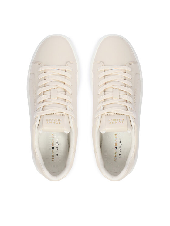 Tommy Hilfiger Superge Tommy Hilfiger Icon Court Light Weight Shinny FW0FW08949 Écru