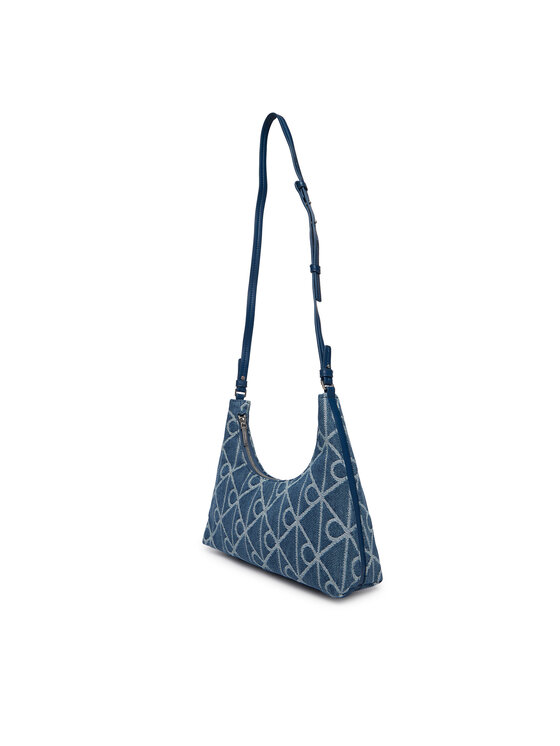 Calvin Klein Geantă Calvin Klein Emblem Aop Denim Shoulder Bag LV04F3431G Albastru
