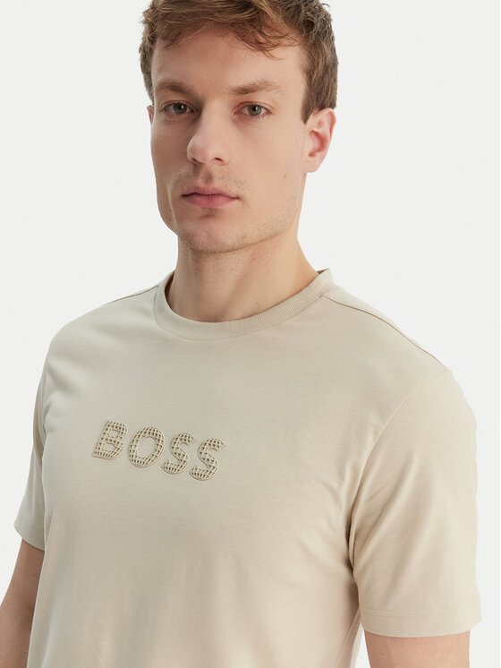 BOSS BOSS Camiseta TS_Terrace Logo 50559361 Beis Regular Fit
