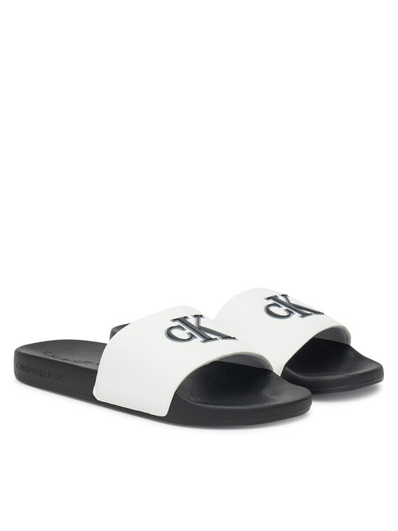 Calvin Klein Jeans Šlepetės Calvin Klein Jeans Slide Jelly Mono Pu YM0YM01281 Balta