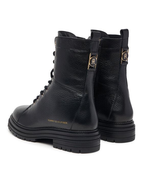 Tommy Hilfiger Gležnjače Tommy Hilfiger Th Emboss Grain Leather Boot FW0FW09553 Crna