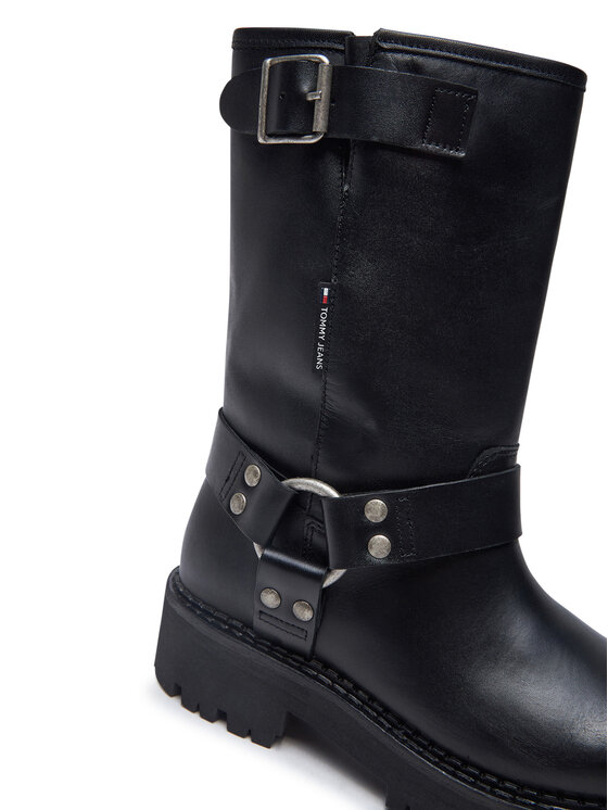 Tommy Jeans Botki Tommy Jeans Tjw Urban Biker Boot Leather EN0EN02728 Czarny