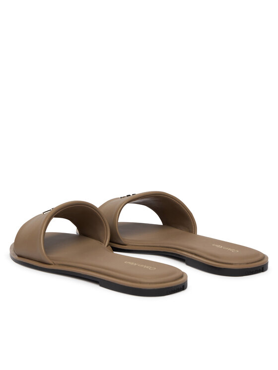 Calvin Klein Klapki Calvin Klein Round Flat Sndl Lth Bar Hw 2 HW0HW02925 Beżowy