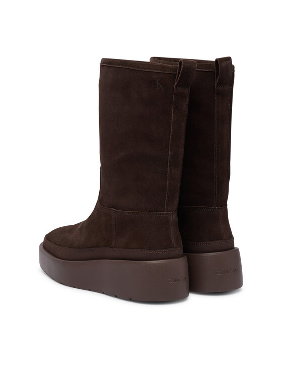 Calvin Klein Čizme za snijeg Calvin Klein Flatform Mid Boot Suede Wl HW0HW03181 Smeđa