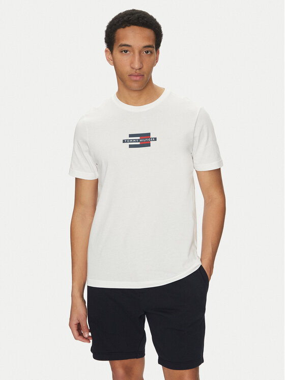 Tommy Hilfiger Tommy Hilfiger Póló Flag Box MW0MW38636 Fehér Regular Fit