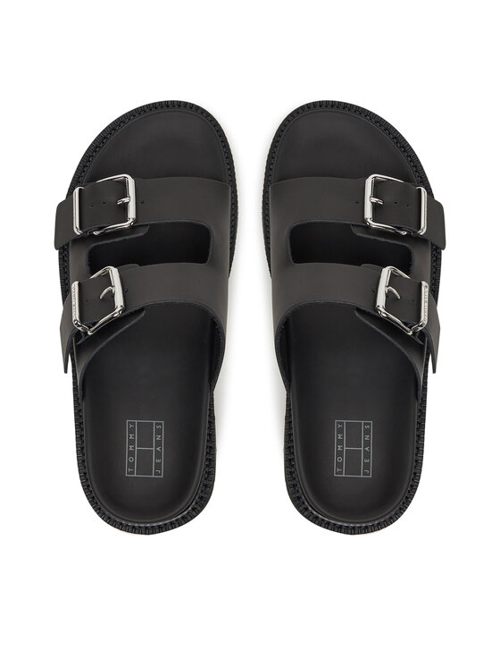 Tommy Jeans Чехли Tommy Jeans Double Strap Sandal EN0EN02753 Черен