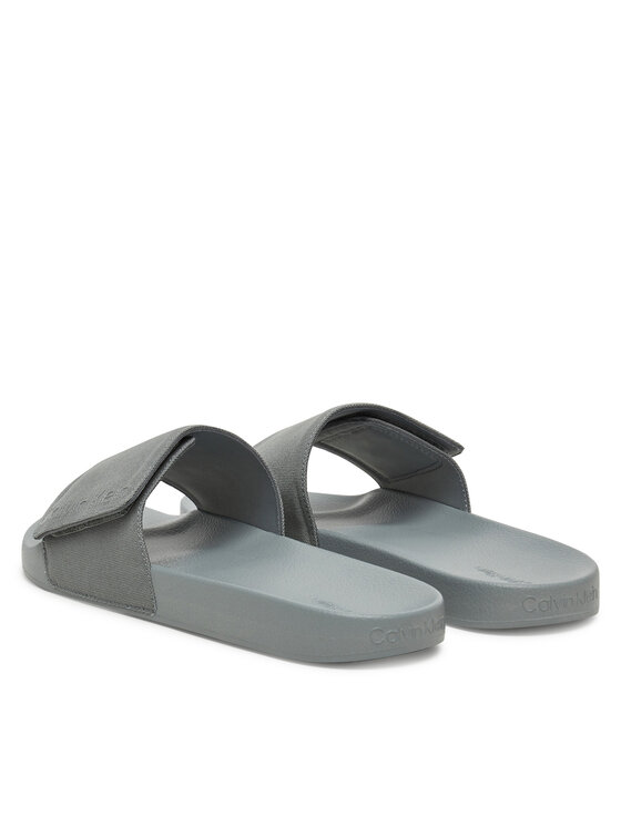 Calvin Klein Ciabatte Calvin Klein Adj Pool Slide Canvas Logo HM0HM01749 Grigio