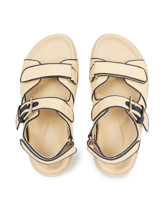 Tommy Hilfiger Sandały Tommy Hilfiger Rafia Sporty Sandal FW0FW07896 Beżowy