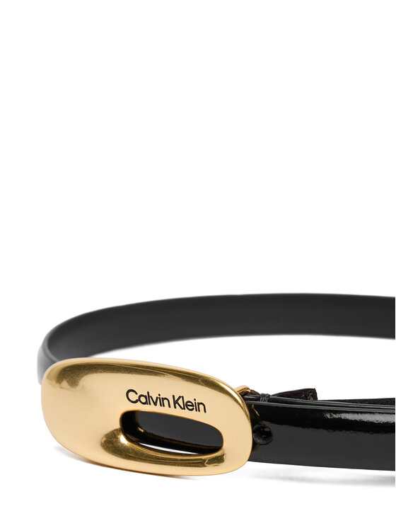 Calvin Klein Dámsky opasok Calvin Klein Oval Buckle Shiny Strap 15Mm LV04F7064G Čierna