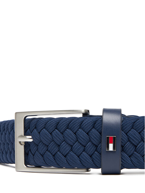 Tommy Hilfiger Pasek Męski Tommy Hilfiger Layton Elastic AM0AM13570 Niebieski