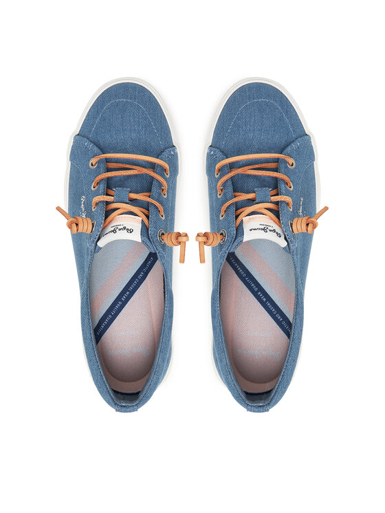 Pepe Jeans Sneakersy Pepe Jeans Kenton Denim PLS31602 Modrá